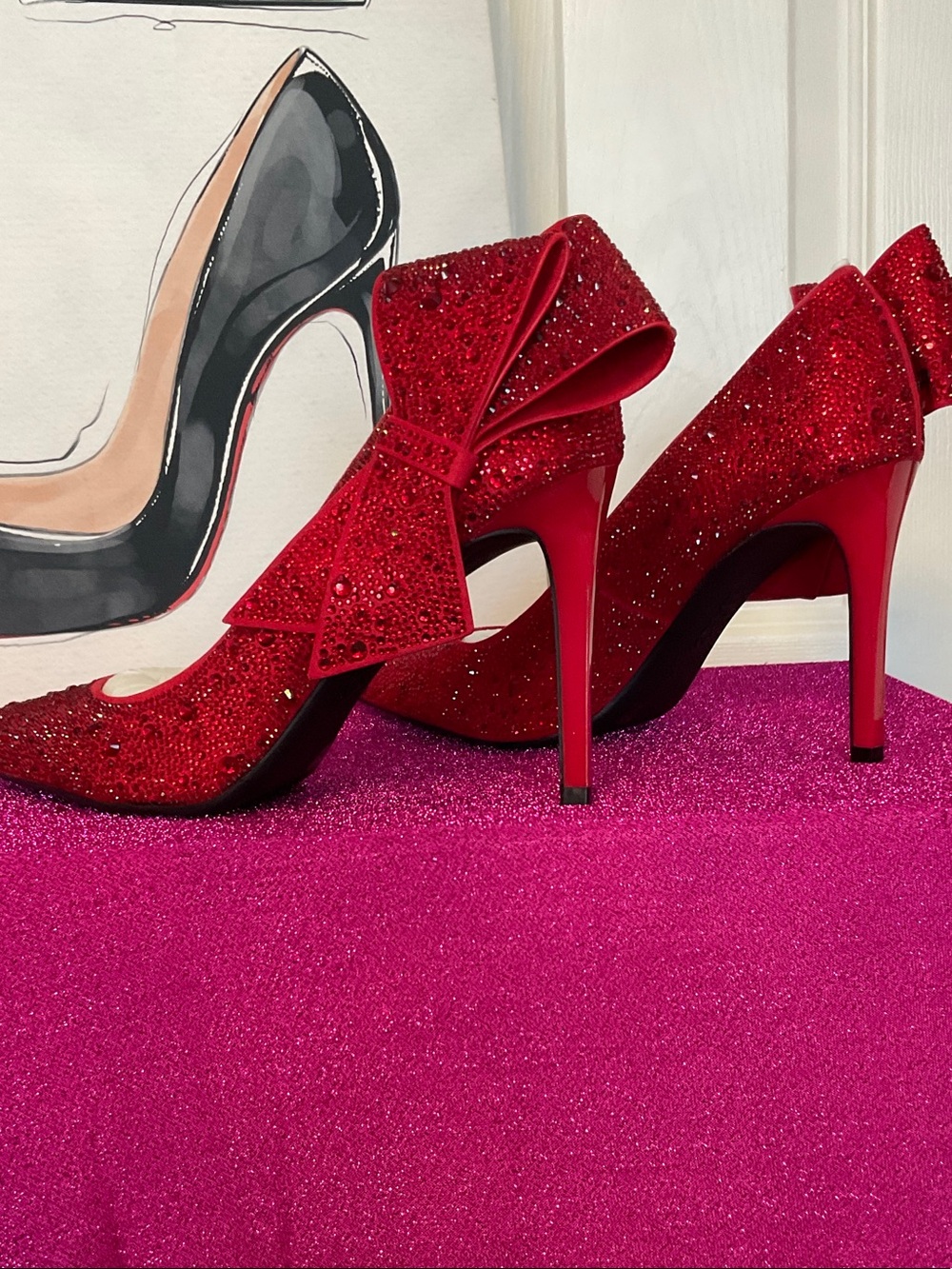 INC International Concepts Red Crystal Pointed-Toe Heels with Bow Accent - Picture 4 of 4